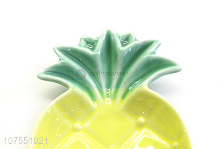 Factory Wholesale Creative Pineapple Shape Colorful Ceramic Plte