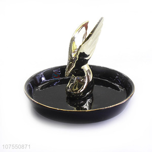 Cheap Price Luxury Jewelry Ring Holder Ceramic Plate With Wing Decoration