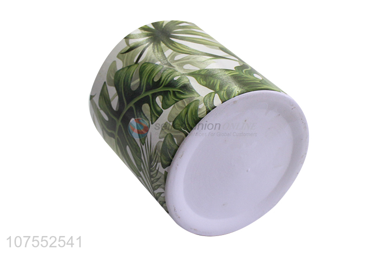 New Product Nordic Ceramic Flowerpot Cylinder Leaf Pattern Flowerpot