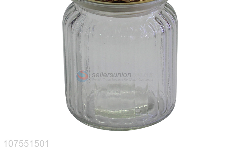 Factory Sell Glass Storage Bottle With Gold Bowknot Ceramic Lid