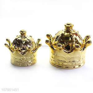 Wholesale Unique Design Crown Shape Ceramic Ornaments With Lid For Home Decor