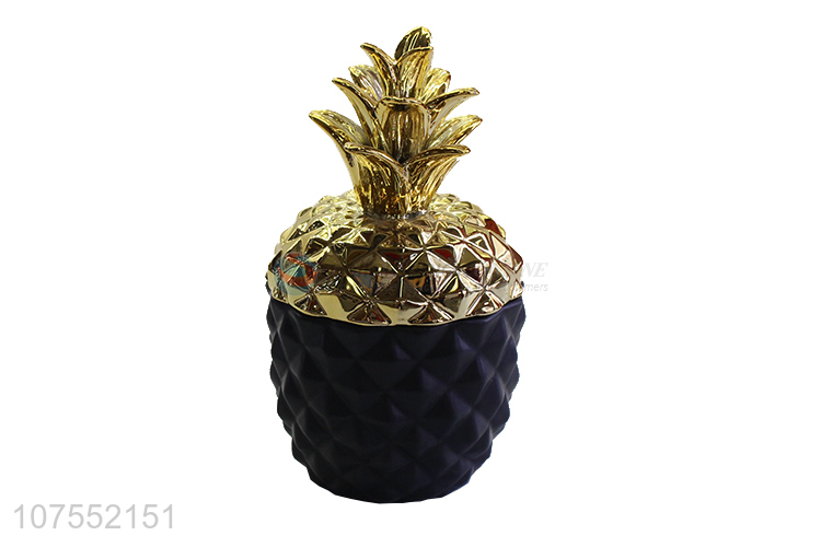 Hot Style Exquisite Home Decoration Pineapple Shape Ceramic Ornaments With Lid