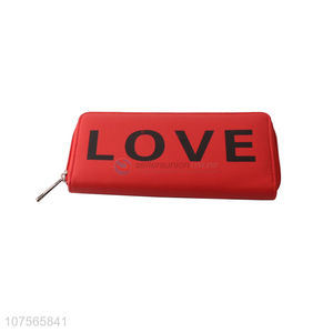 New design love printed <em>ladies</em> <em>purse</em> pu leather long wallets