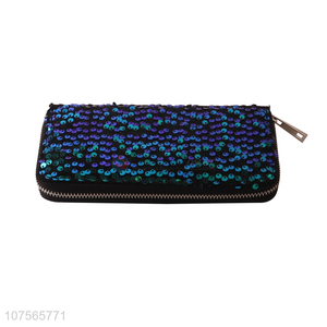 Bottom price ladies sequin <em>purse</em> <em>women</em> pu leather long wallets