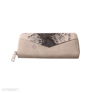 Wholesale fashion snakeskin printed <em>ladies</em> <em>purse</em> pu leather long wallets
