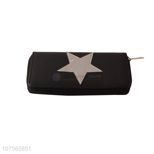 Promotional star pattern faux leather long wallet <em>ladies</em> leather <em>purse</em>