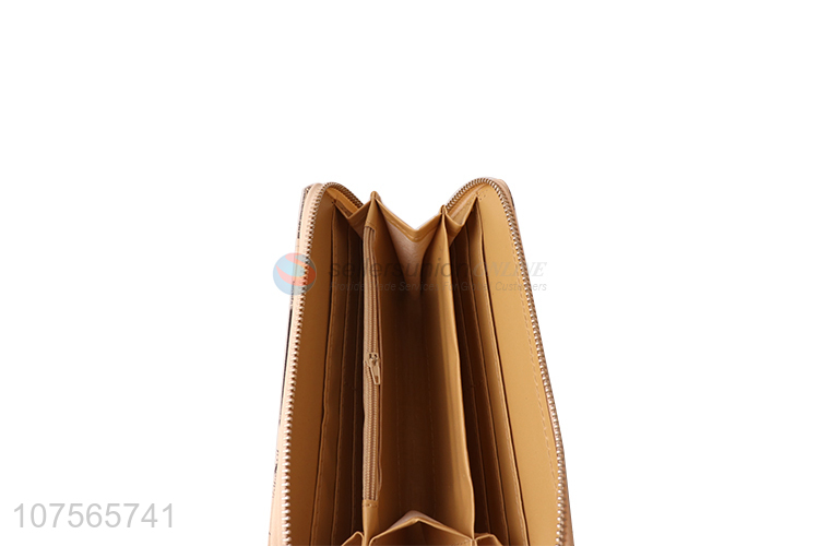 Hot selling women zipper pu leather purse long wallets