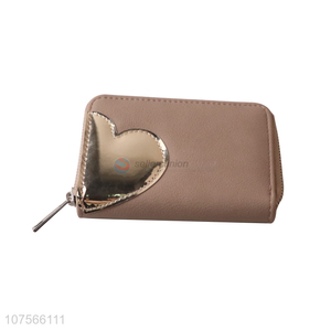 Excellent quality heart pattern long wallet pu purse with card holder