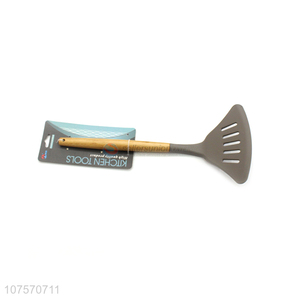 New Kitchenware Silicone Slotted Turner Spatula With Bamboo Handle