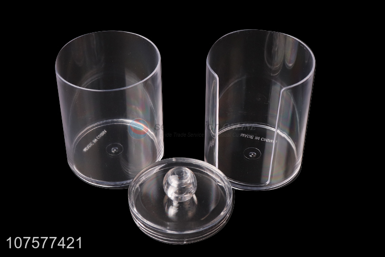Wholesale Clear Plastic Cotton Swab Container Makeup Pads Holder Cosmetic Organizer