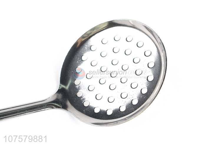 Prmotional cooking utensils stainless iron slotted spoon metal strainer scoop