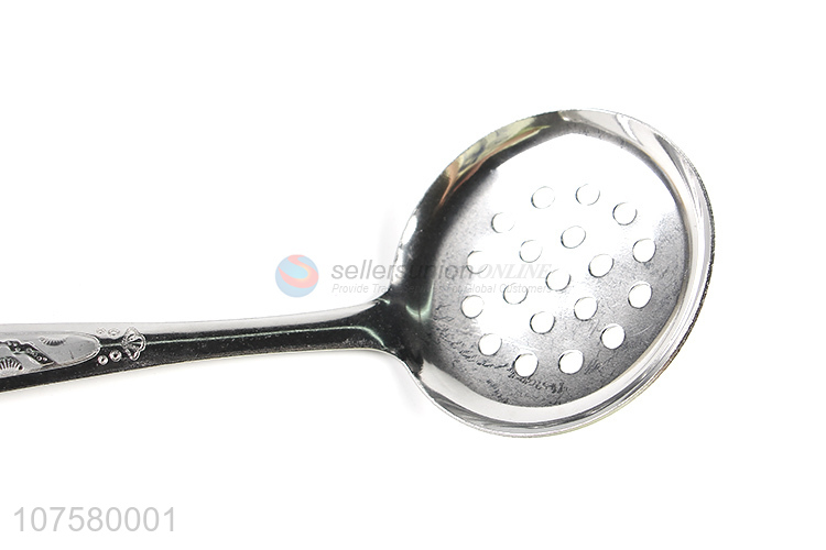 Low price kitchen utensils stainless iron slotted spoon metal skimmer ladle