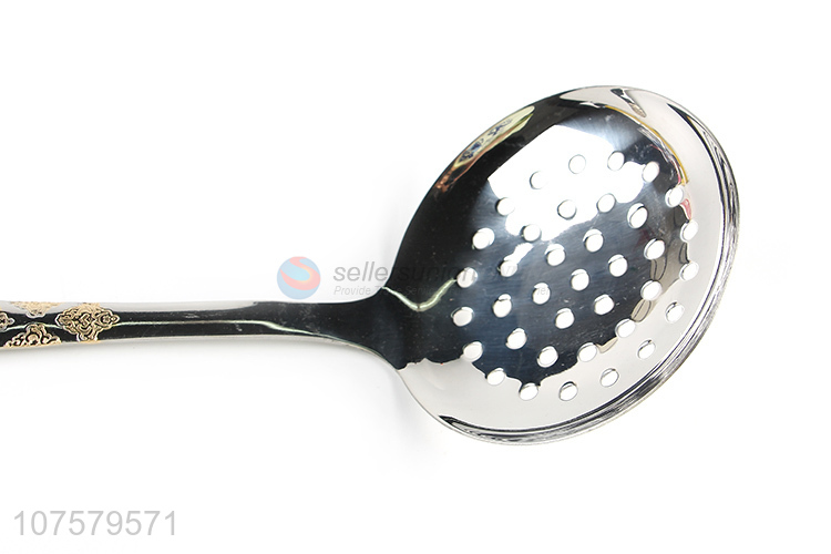 Hot selling cooking tools stainless steel slotted spoon metal strainer spoon