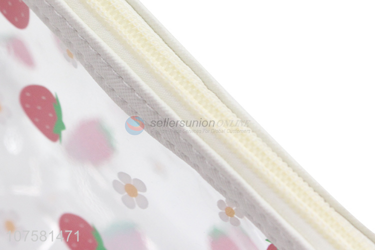 Best selling strawberry printed pvc wash bag toiletry makeup bag