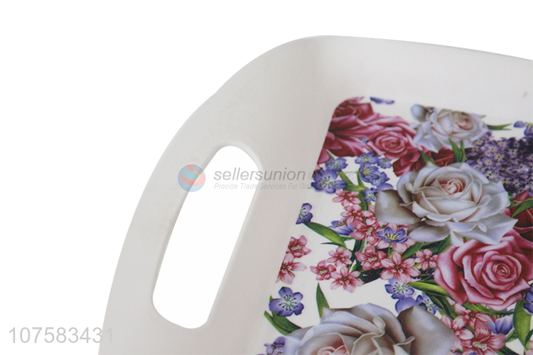 Promotional Flower Pattern Plastic Serving Tray Food Tray