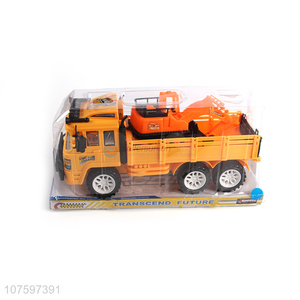 Factory direct sale inertia friction truck toy set with excavator