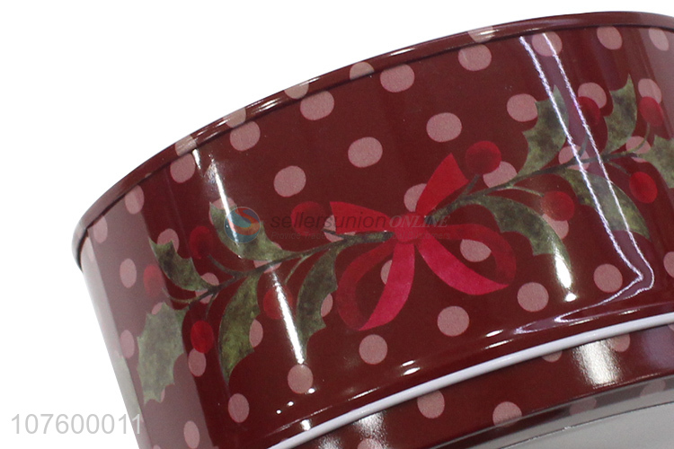 Hot Selling Christmas Candy Food Storage Box Round Tin Box