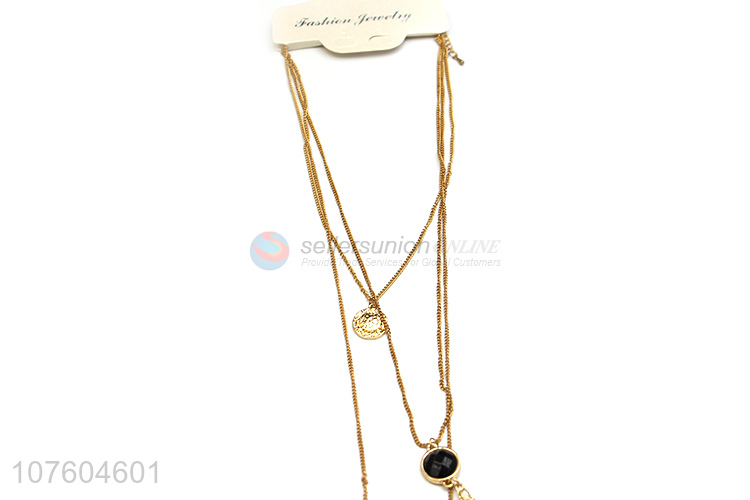 China factory 3 tier chain necklace pendant necklace with tassels