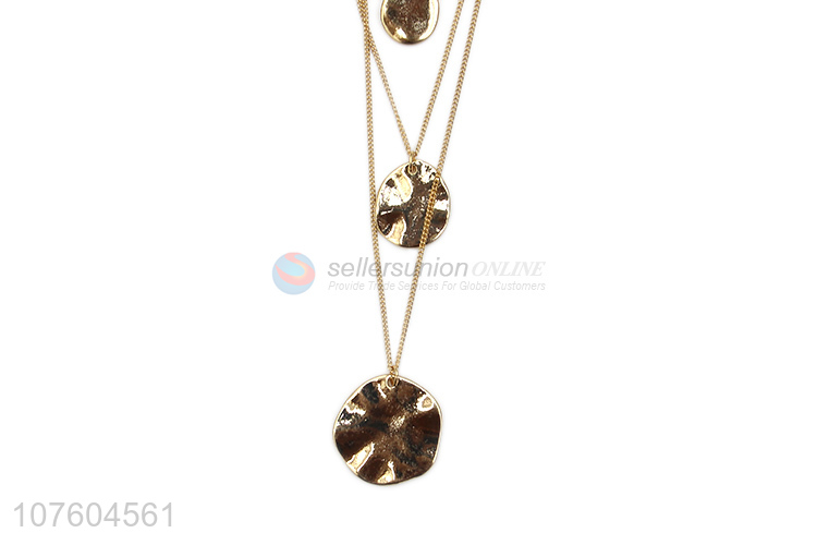 Wholesale popular 3 tier chain necklace fashion disc pendant necklace