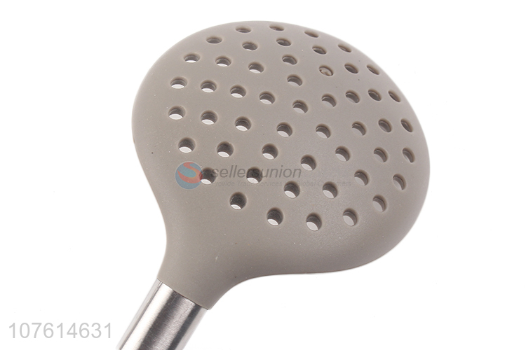 Wholesale cookware stainless steel handle silicone mesh strainer kitchen skimmer