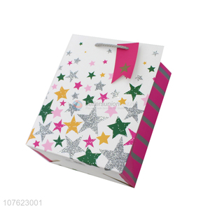 Hot Selling Colorful Stars Pattern Gold Powder Paper Gift Bag