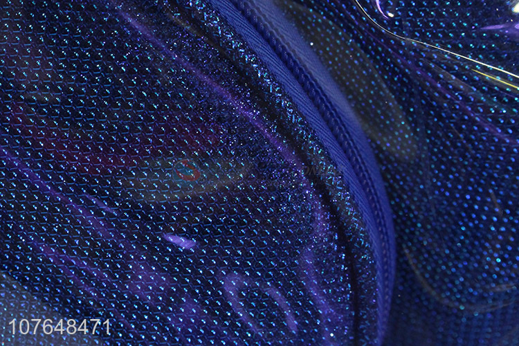 Custom Blue Makeup Bag With Large Transparent Pvc Cosmetic Bag Set