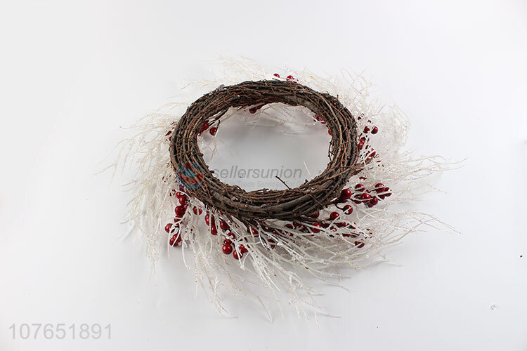 Design unique sparkling white branch red fruit wreath