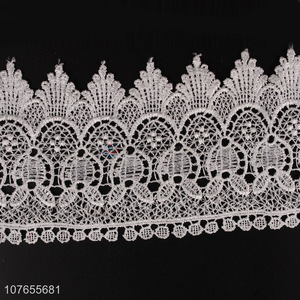 Wholesale garment accessory white flower lace trim ribbon for garment 