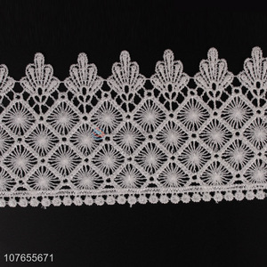 High quality custom white polyester lace trim weaving ribbon for clothing