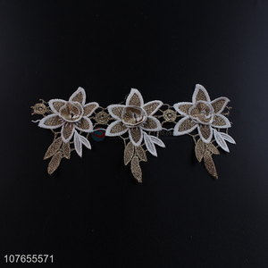 Hot sale delicate gold and white flower ribbon lace with high quality