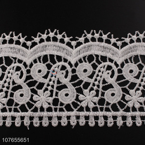 Exquisite embroidered lace trim ribbon for wedding gown and bridal dress lace