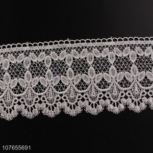 Floral pattern embroidered white lace ribbon with low price