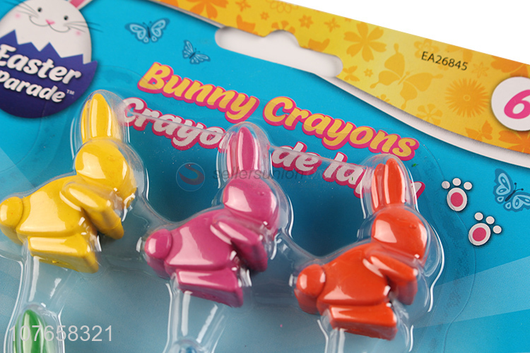 Cute rabbit shape durable plastic crayon for school kids