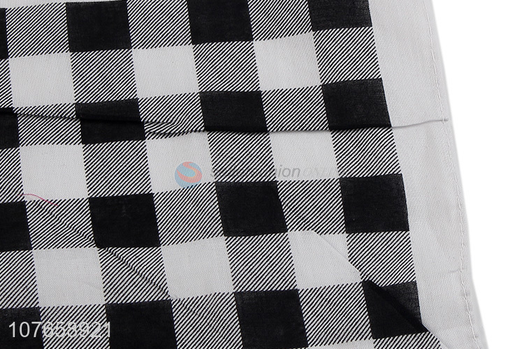 High quality plain grey and black plaid square scarf
