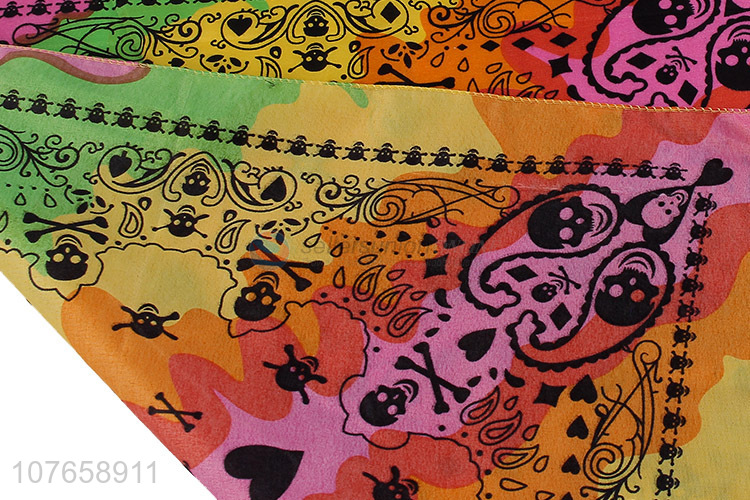 Good quality rainbow printing and dyeing black pattern head scarf