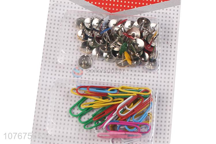 Wholesale hot sale office stationery drawing pin and paper clip set