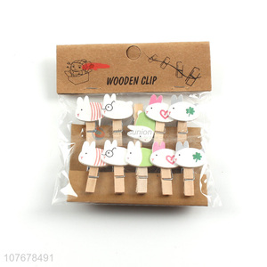 Hot-selling shop decoration photo clip cartoon fat rabbit wooden clip