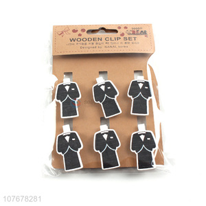 Fashion cartoon wooden clip creative photo clip cartoon gentleman suit wooden clip