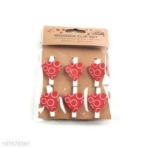 Supply creative cartoon photo clip cute romantic peach heart clip <em>wooden</em> <em>craft</em> clip
