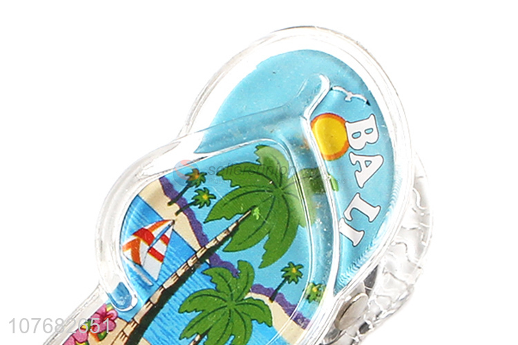 Factory price 2 in 1 slipper shape acrylic fridge magnet clip