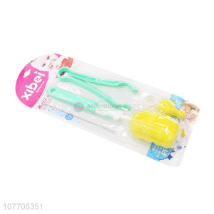 Hot selling long handle baby bottle sponge brush <em>nipple</em> cleaner