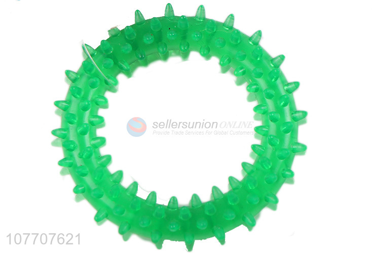 Hot sale fluorescent green thorn circle chewing pet interactive toy