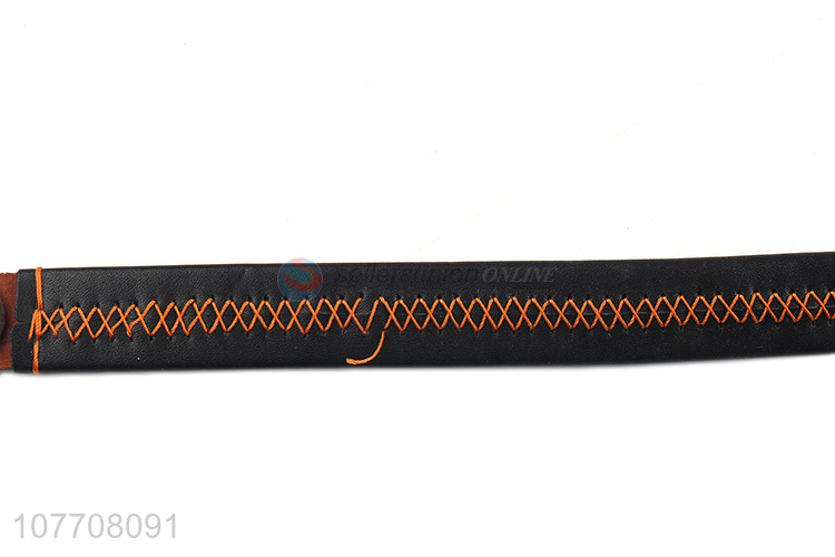 Simple PU leather flat dog collar adjustable pet supplies