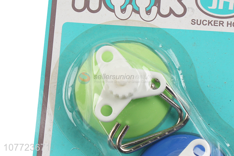 Low price 2 pieces strong hold plastic sucker hook wall hanger