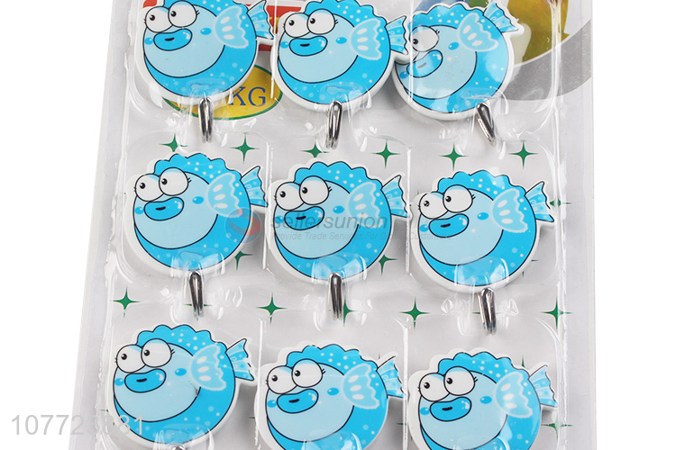 Most popular 9 pieces cartoon heavy duty plastic sticky hooks