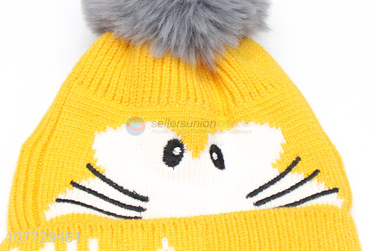 Latest arrival toddler children winter jacquard knitting beanie hat