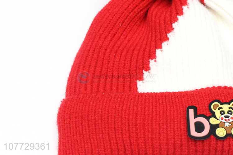 Factory price kids winter pompom hat toddler boys beanie cap