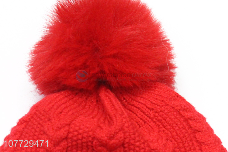 Recent products kids winter beanie knitted hat with pompom