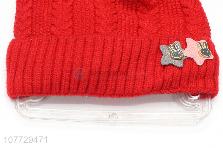 Recent products kids winter beanie knitted hat with pompom