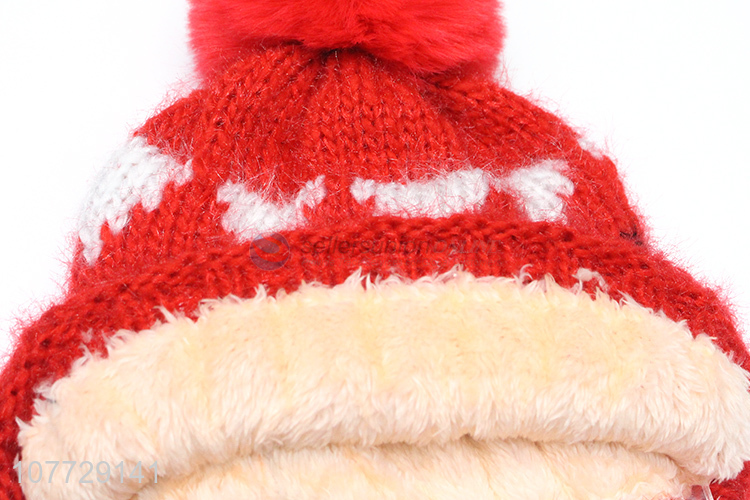 Good quality autumn winter women hat knitted hat pompom hat with fleece lining